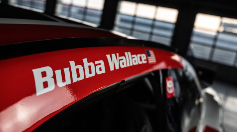 23XI Racing #23 Toyota Camry NASCAR close up on Bubba Wallace name decal