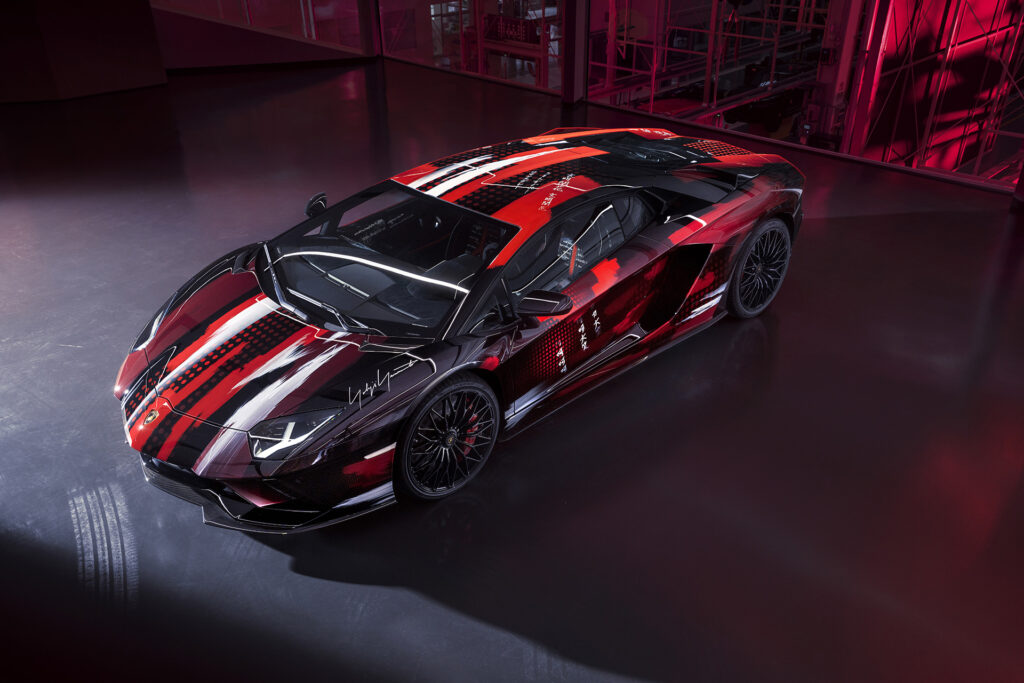 Yohji Yamamoto Lamborghini Aventador S elevated perspective view