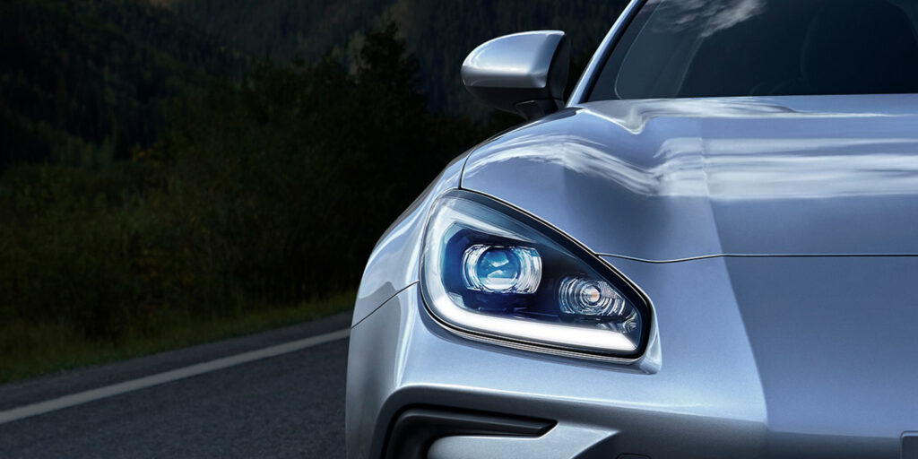 2022 Subaru BRZ teaser image. Close up view of the front bumper