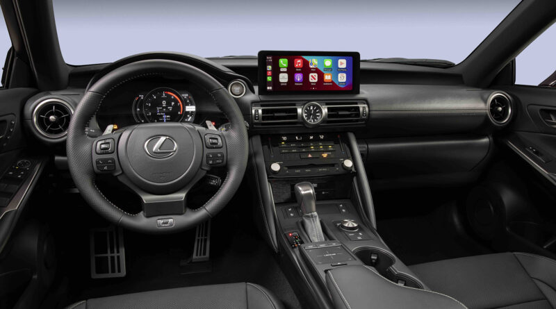 Lexus IS 500 F Sport Performance interior with Apple Car Play on infotainment touch screen