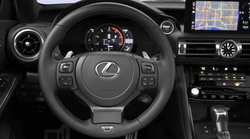 Lexus IS 500 F Sport Performance interior shot featuring steering wheel