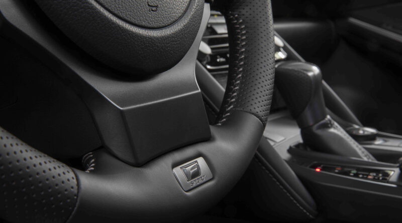 Lexus IS 500 F Sport Performance interior shot featuring F sport steering wheel