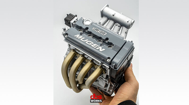 DBS Works miniature replica Honda B series engine with Mugen valve cover