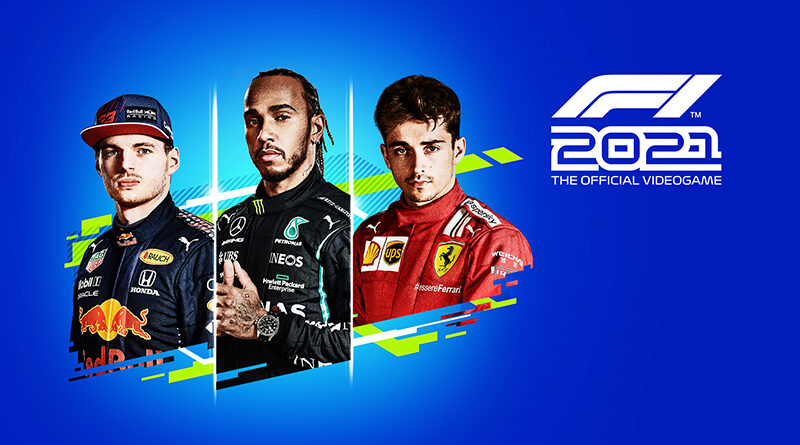 F1 2021 cover art featuring Lewis Hamilton (center), Max Verstappen (left), and Charles Leclerc (right)