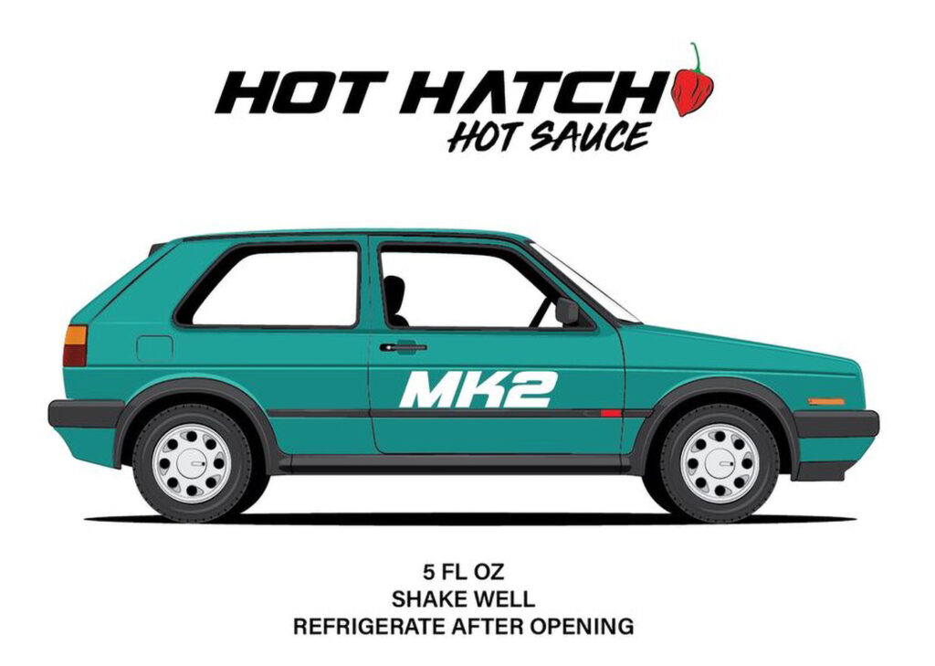 Hot Hatch Hot Sauce "MK2" flavor. Graphic by Lane Skelton