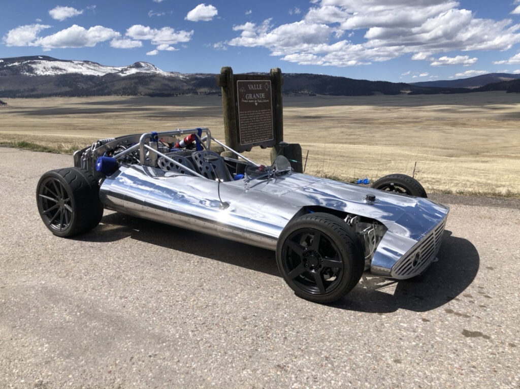 Hot Wheels Legends Tour 2021 round 2 winner "Lulu" built by Paul Kalenian of Santa Fe, New Mexico. Lulu is an all aluminum, monocoque chassis, hot rod with a rear-mounted turbocharged 4 cylinder engine.