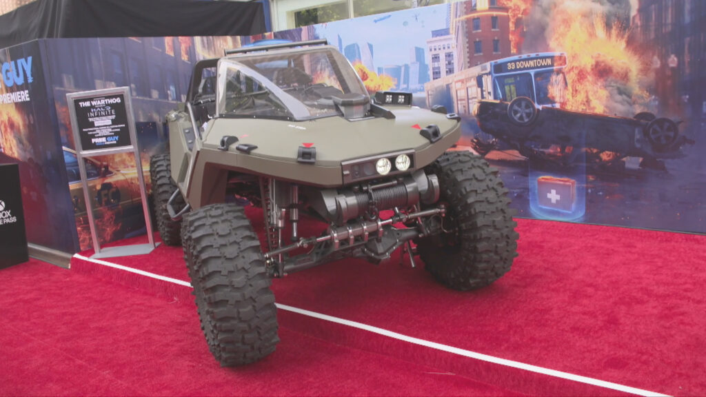 Full-sized Halo Warthog built by Hoonigans at the World Premiere for the film Free Guy