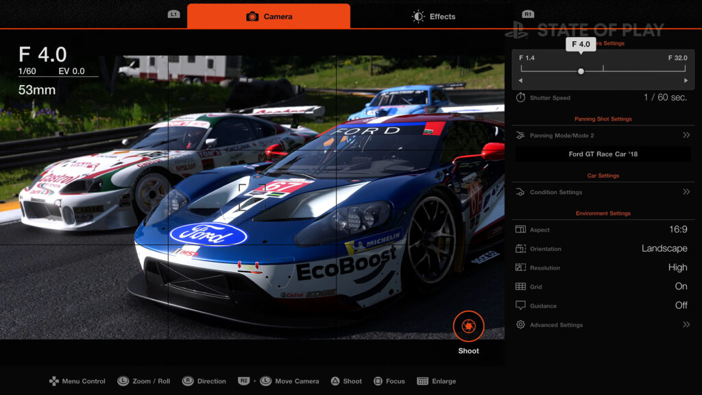 Gran Turismo 7 Race Photo Mode menu