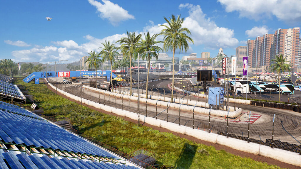 The Formula Drift Streets of Long Beach course as seen in the upcoming video game Torque Drift 2