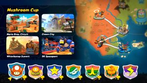The Grand Prix mode course selection screen in Mario Kart World for Nintendo Switch 2